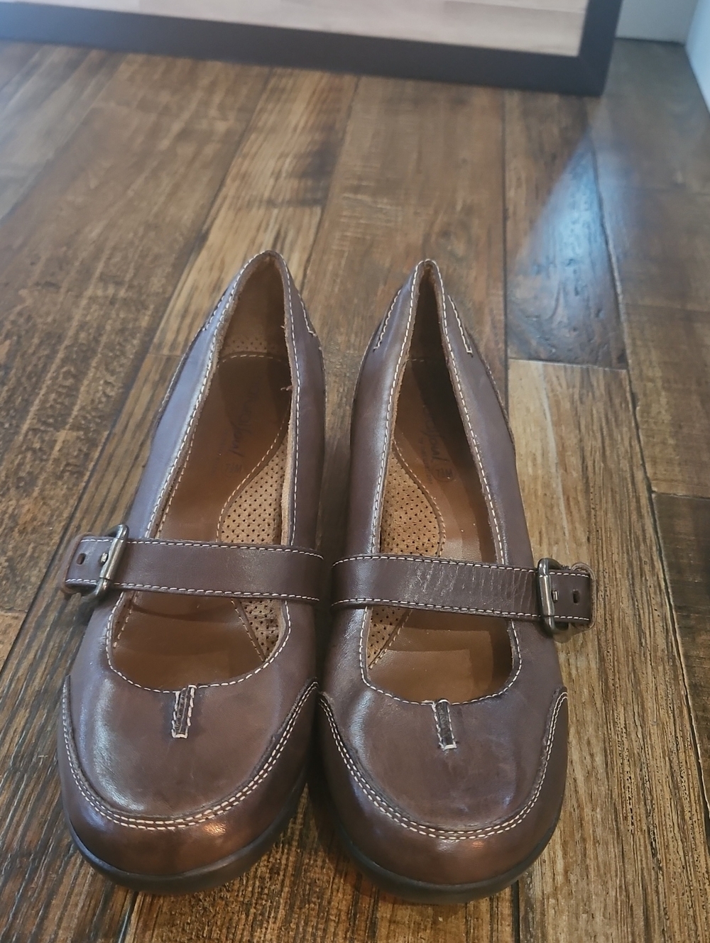 Natural Soul By Naturalizer Women's Brown Leather Mary Jane Comfortable Loafers